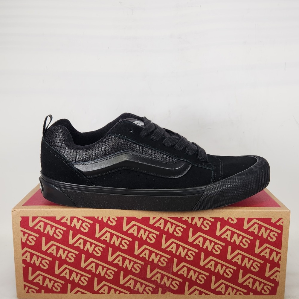 Vans Knu Skool Shoes Men Size 10.5 Black Black Suede Mesh Low Top Sneaker